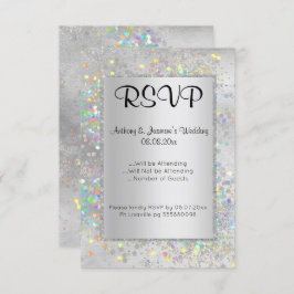 ELEGANT SILVER MARBLE HOLOGRAPHIC RSVP KAART