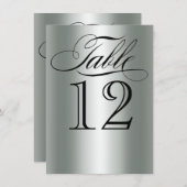 Elegant Silver Metallic Table Number Glam Bling Kaart (Voorkant / Achterkant)