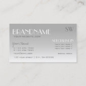 Elegant Silver Mirror Letters voor Monogram Modern Visitekaartje (Achterkant)