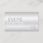 Elegant Silver Mirror Letters voor Monogram Modern Visitekaartje (Voorkant)