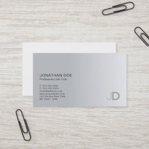 Elegant Silver Modern Professional Monogram Plain Visitekaartje
