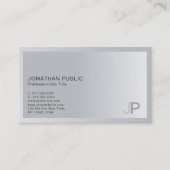 Elegant Silver Modern Professional Monogram Plain Visitekaartje (Voorkant)