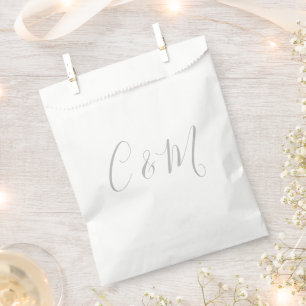 Elegant Silver Monogram Wedding Favor Bag Bedankzakje