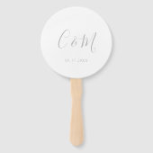 Elegant Silver Monogram Wedding Hand Fan Handwaaier (Voorkant)