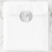 Elegant Silver Monogramed Initiaal Letter M Ronde Sticker (Tas)