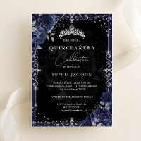 Elegant Silver Navy Roos Quinceanera