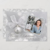 Elegant Silver Ornament kerstkaart (Voorkant / Achterkant)