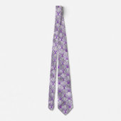 Elegant Silver Paars Fan Design Art Deco Stropdas (Achterkant)