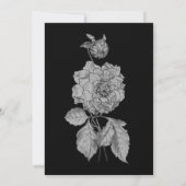 Elegant Silver Peony Black Floral Wedding Invite Kaart (Achterkant)