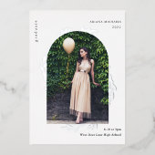 Elegant Silver Photo Afstuderen Folie Uitnodiging (Voorkant)