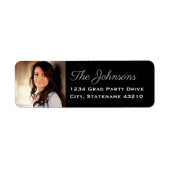 Elegant Silver Photo Afstuderen Return Address Etiket (Voorkant)