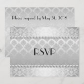 Elegant Silver Photo Wedding RSVP Kaart (Voorkant / Achterkant)