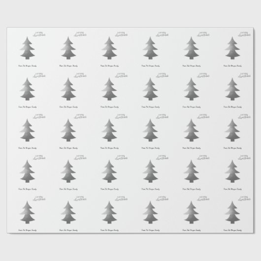 Elegant Silver Pine Tree Merry kerst Cadeaupapier (Vlak)