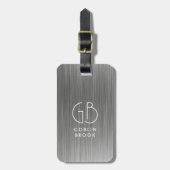 Elegant Silver Rectangular brushed metallic  Bagagelabel (Voorkant verticaal)