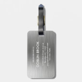 Elegant Silver Rectangular brushed metallic Bagagelabel (Achterkant verticaal)