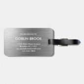 Elegant Silver Rectangular brushed metallic  Bagagelabel (Achterkant horizontaal)