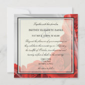 Elegant Silver & Red Rose Wedding Invitations Kaart (Achterkant)