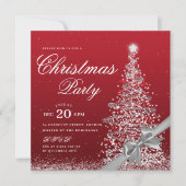 Elegant Silver Red Winter Christmas Tree Bow  Kaart (Voorkant)