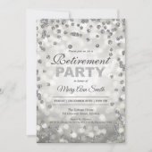 Elegant Silver Retirement Party Confetti & Lights Kaart (Voorkant)