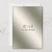 Elegant Silver Ribbon & Gemstone Save the Date (Achterkant)