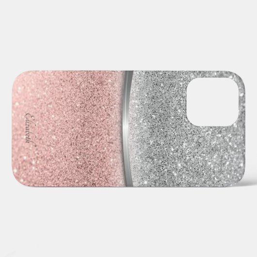 Elegant Silver Roos Gold Glitter Bokeh Case-Mate iPhone Case (Achterkant (horizontaal))