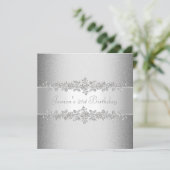 Elegant Silver Rozen Birthday Party Kaart (Staand voorkant)