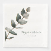 Elegant Silver Sage Green Eucalyptus Wedding Servet (Voorkant)