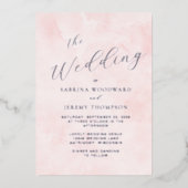 Elegant Silver Script Blush Waterverf Wash Folie Uitnodiging (Voorkant)