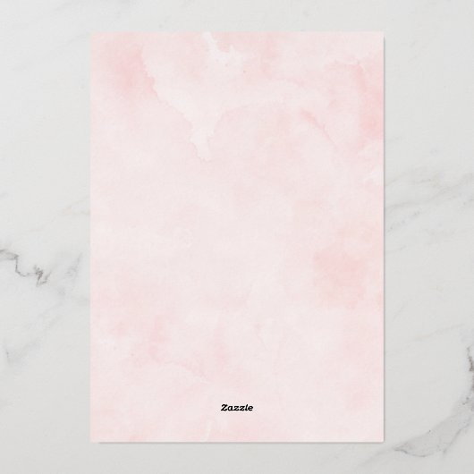 Elegant Silver Script Blush Waterverf Wash Folie Uitnodiging (Achterkant)