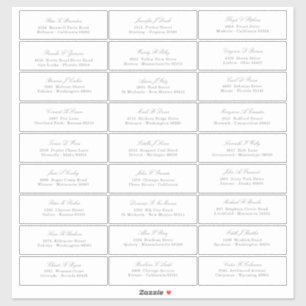 Elegant Silver Script Guest Names Address Sticker