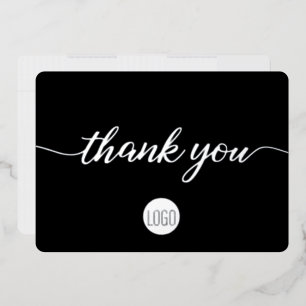 Elegant Silver-script op Black Business Hartelijk  Folie Feestdagenkaart