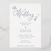 ELEGANT SILVER SCRIPT WEDDING INVITATION | MINIMAA FOLIE UITNODIGING (Voorkant)