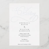 ELEGANT SILVER SCRIPT WEDDING INVITATION | MINIMAA FOLIE UITNODIGING (Voorkant)