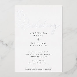 ELEGANT SILVER SCRIPT WEDDING INVITATION | MINIMAA FOLIE UITNODIGING