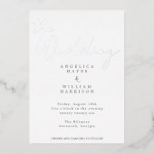 ELEGANT SILVER SCRIPT WEDDING INVITATION | MINIMAA FOLIE UITNODIGING (Voorkant)