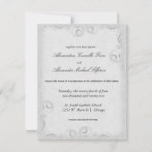 Elegant Silver Scrollwork Formal Wedding Invite Kaart (Voorkant)