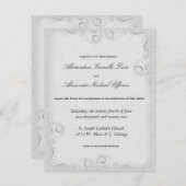 Elegant Silver Scrollwork Formal Wedding Invite Kaart (Voorkant / Achterkant)