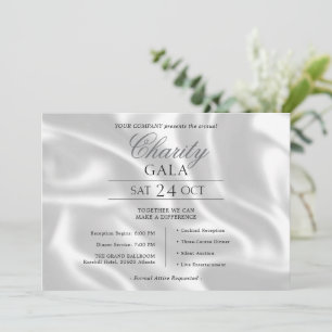 Elegant Silver Silk Company Charity Gala Kaart