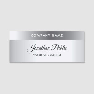 Elegant Silver Sjabloon Moderne handschrift Naamplaatje