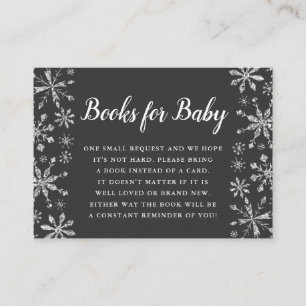 Elegant Silver Snowflake Baby shower brengt boek m Informatiekaartje