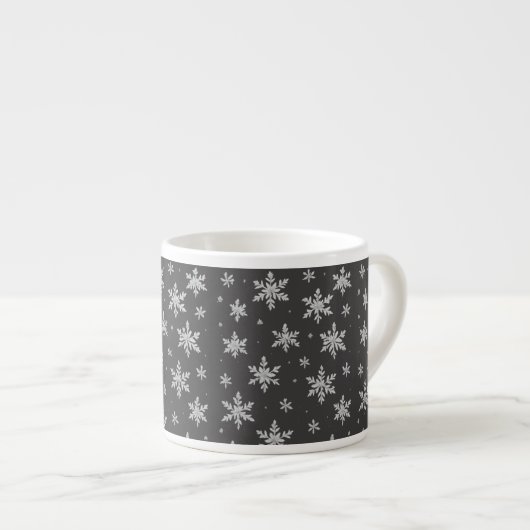 Elegant Silver Snowflake | Winter Holiday  Espresso Kop (Voorkant rechts)