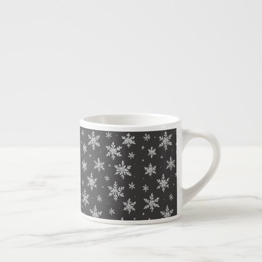 Elegant Silver Snowflake | Winter Holiday  Espresso Kop (Rechts)