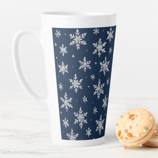 Elegant Silver Snowflake | Winter Holiday  Latte Mok (In situ)