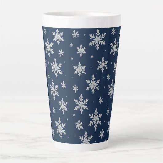 Elegant Silver Snowflake | Winter Holiday  Latte Mok (Voorkant)