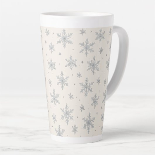 Elegant Silver Snowflake | Winter Holiday Latte Mok (Rechterhoek)