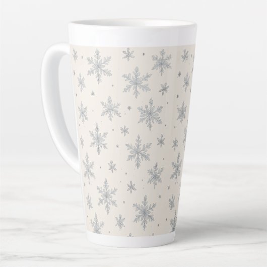 Elegant Silver Snowflake | Winter Holiday Latte Mok (Linkerhoek)