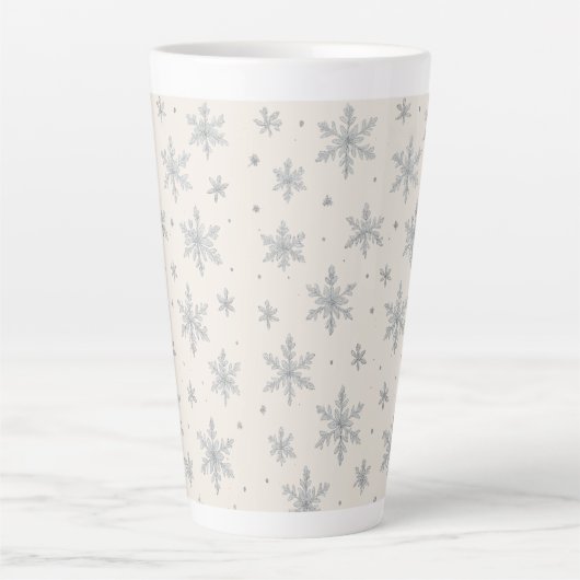 Elegant Silver Snowflake | Winter Holiday Latte Mok (Voorkant)