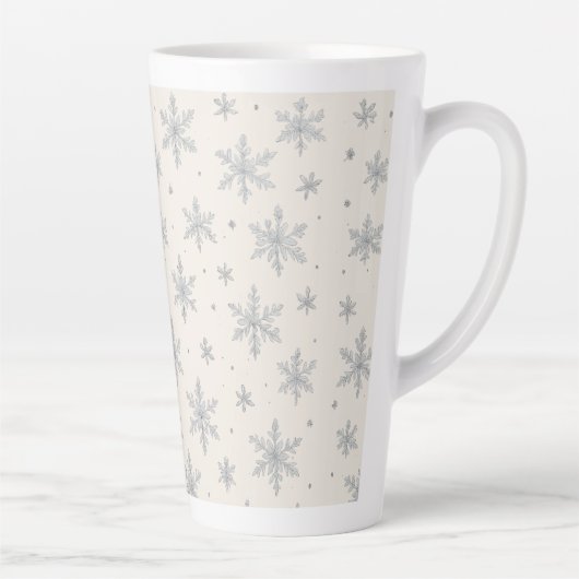 Elegant Silver Snowflake | Winter Holiday Latte Mok (Rechts)