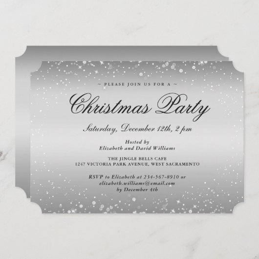 Elegant Silver Snowflakes Kerstfeestdag Kaart (Voorkant / Achterkant)