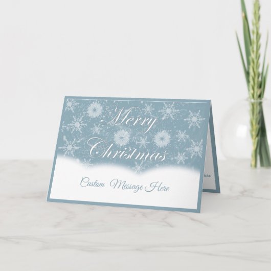 Elegant Silver Snowflakes Merry Christmas Quote Kaart (Voorkant)